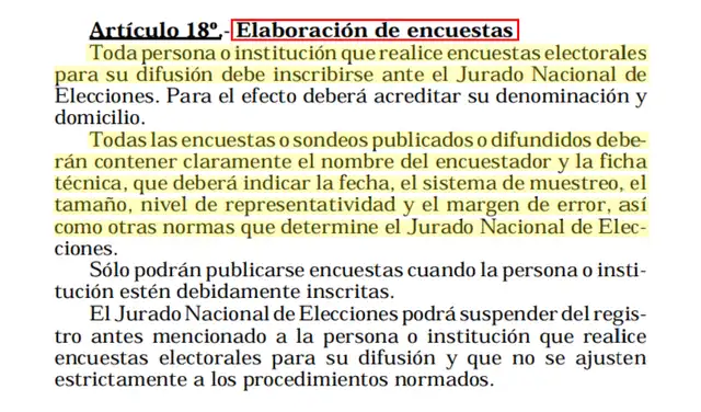 Indicaciones del Artículo 18 de la Ley N.° 27369. Foto: Congreso de la República Indicaciones del Artículo 18 de la Ley N.° 27369. Foto: Congreso de la República
