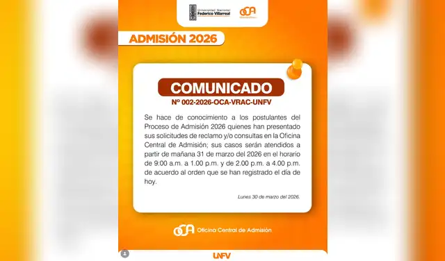 Comunicado de la UNFV.