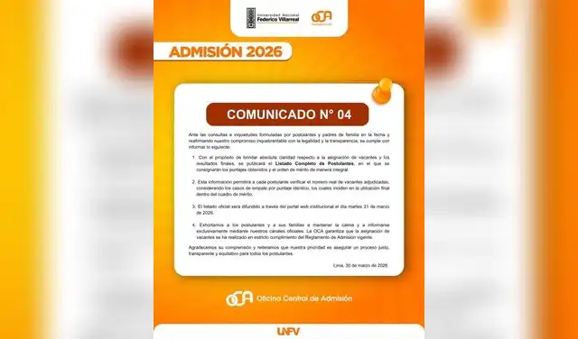 Comunicado de la institución Comunicado de la institución