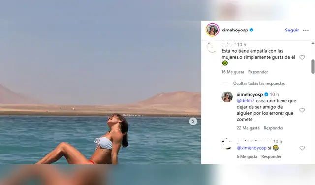 Ximena Hoyos responde a críticas tras ser vista con Mario Irivarren