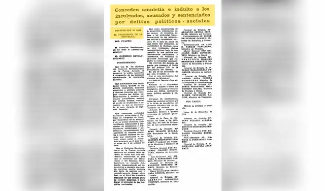 El 22 de diciembre de 1970, el régimen militar del general Juan Velasco amnistió a Juan Suárez y a Alfonso López Chau. Foto: El Peruano  
