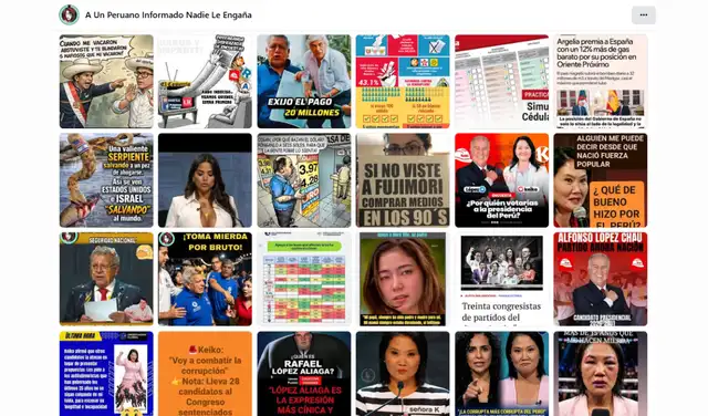 Parte del contenido subido a la página de Facebook de ‘A un peruano informado nadie le engaña’. Foto: Facebook Parte del contenido subido a la página de Facebook de ‘A un peruano informado nadie le engaña’. Foto: Facebook