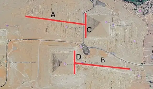 Los escaneos identifican en la segunda esquina donde se muestra A, situada junto a la Gran Esfinge que se muestra como B. Foto: