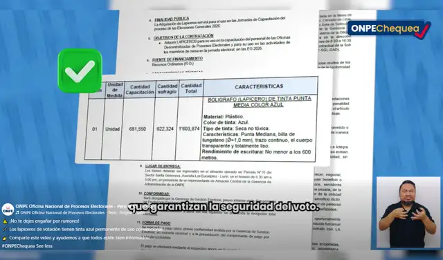 Postura de la ONPE ante el aparente uso de lapiceros de tinta borrable para las Elecciones Generales 2026. Foto: ONPE