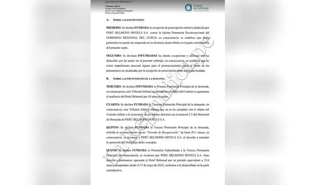 Arbitraje por el hotel Sanctuary Lodge