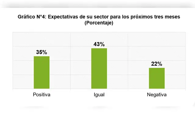El 43% de los encuestados estima que su producción se mantiene igual, mientras que el 35% prevé una mejora. En contraste, el 22% indica expectativas negativas.