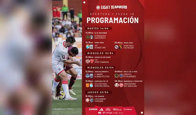 Partidos por la fecha 10 del Torneo Apertura 2026. Foto: Liga 1  