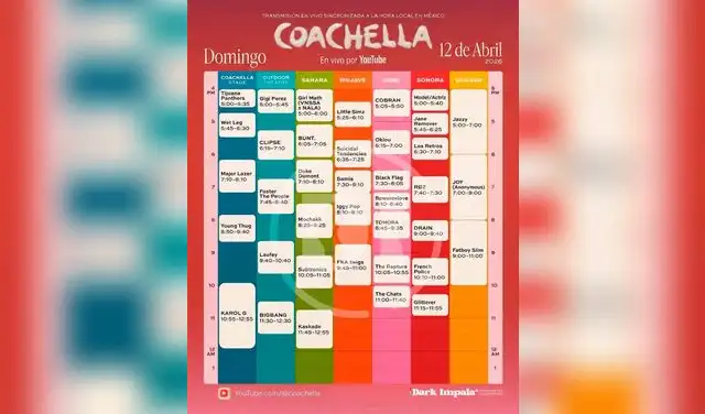 Horarios de Coachella 12 de abril. 8instagram