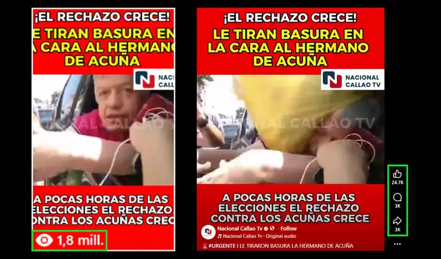 Publicación con mayor interacción en redes sociales. Foto: Facebook