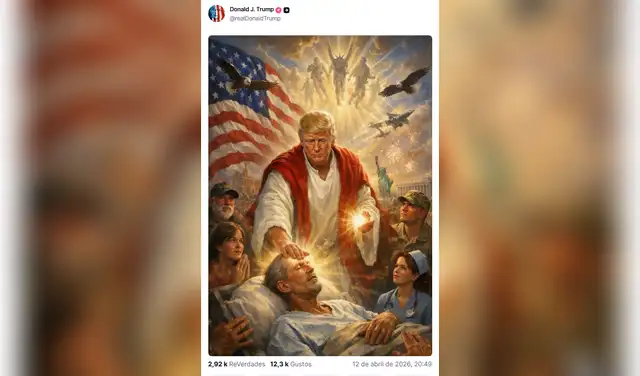 Imagen falsa con IA del presidente Trump representando una figura similar a Cristo. Foto: @realDonaldTrump/TruthSocial