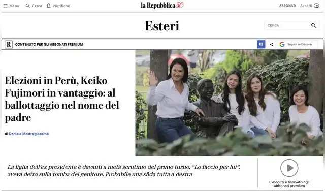 Elecciones en Perú. Foto: La Repubblica Elecciones en Perú. Foto: La Repubblica