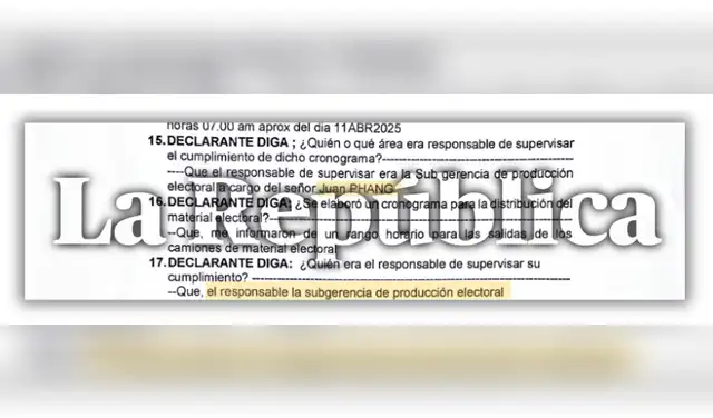El subgerente de Producción Electoral, Juan Antonio Phang, no supervisó que el contratista Galaga cumpliera con distribuir el material electoral. Foto: La República  