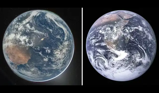 Izquierda: La Tierra capturada por el astronauta de Artemis II, Reid Wiseman, en 2026; derecha: La Tierra capturada a bordo de la misión Apolo 17 en 1972. Foto: NASA Izquierda: La Tierra capturada por el astronauta de Artemis II, Reid Wiseman, en 2026; derecha: La Tierra capturada a bordo de la misión Apolo 17 en 1972. Foto: NASA