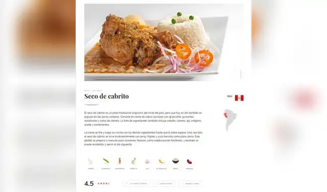 La preparación del guiso peruano alcanza una calificación de 4.5 estrellas gracias a su equilibrio con arroz, frijoles y yuca. Foto: Taste Atlas