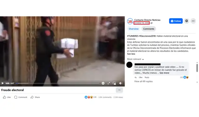 Video publicado por Contacto Directo Noticias el 10 de octubre de 2018. Foto: Contacto Directo Noticias