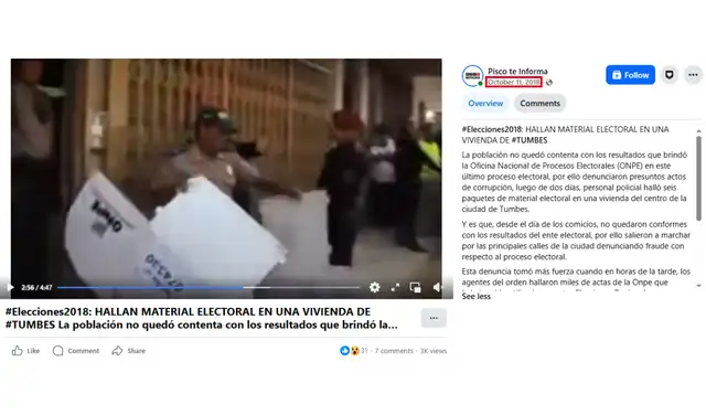 Video publicado por Pisco te Informa el 11 de octubre de 2018. Foto: Pisco te Informa