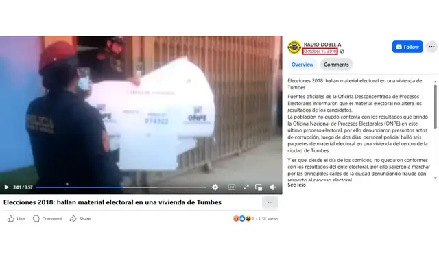 Video publicado por RADIO DOBLE A el 11 de octubre de 2018. Foto: RADIO DOBLE A