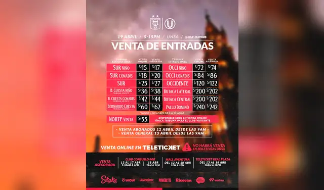 Precios de las entradas para el Universitario vs Melgar. Foto: FBC Melgar 