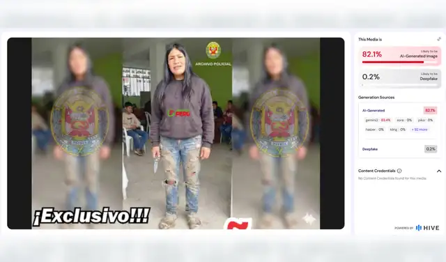 Hive-Moderation determinó que la imagen presentaba un 82,1% de probabilidad de haber sido generado con IA