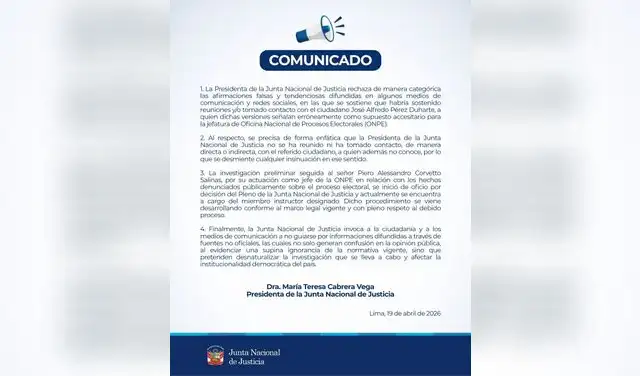 Comunicado del JNJ.