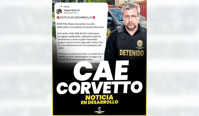 Es falso que Piero Corvetto ha sido detenido por la PNP en Lima.