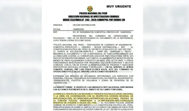PNP dispone a sus distintas unidades especializadas desplegar acciones ante posible salida de Piero Corvetto.