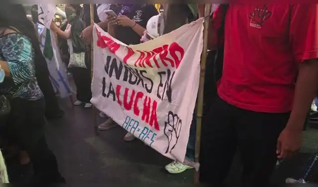 Banderolas con las que los universitarios salieron a marchar Banderolas con las que los universitarios salieron a marchar