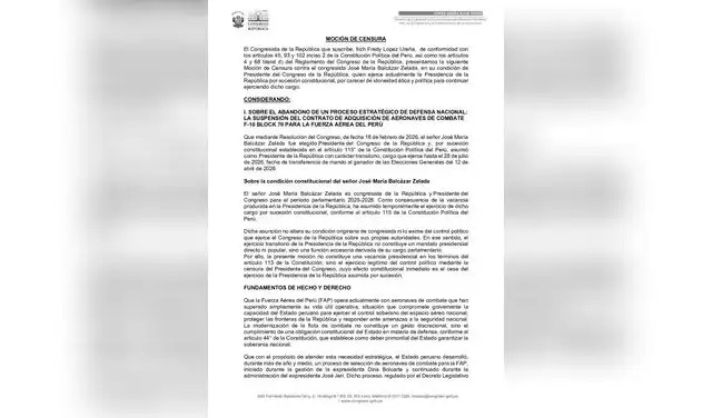 Ilich López prensetó una moción de censura en contra del mandatario. Se necesitan 20 firmas para que entre a trámite. Foto: difusión  