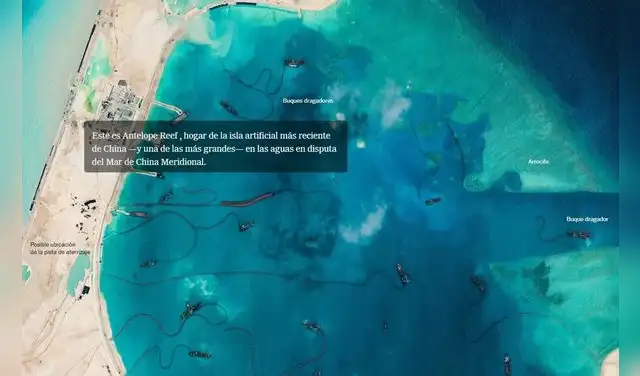 El proyecto en Antelope representa la construcción artificial más ambiciosa de Pekín dentro de las islas Paracel. Foto: The New York Times