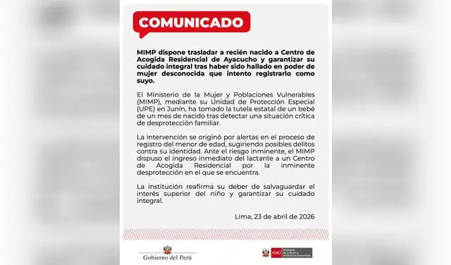 Comunicado del Ministerio de la Mujer