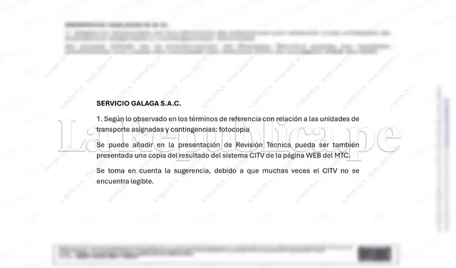 Consulta presentada por Gálaga. La empresa planteó una sugerencia sobre la documentación técnica de las unidades, que fue aceptada por la ONPE.