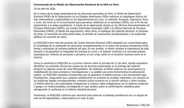 Comunicado de la OEA