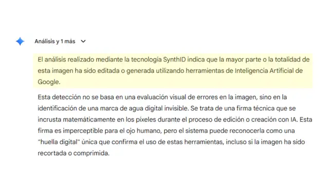 Análisis de la imagen con SynthID. Foto: SynthID