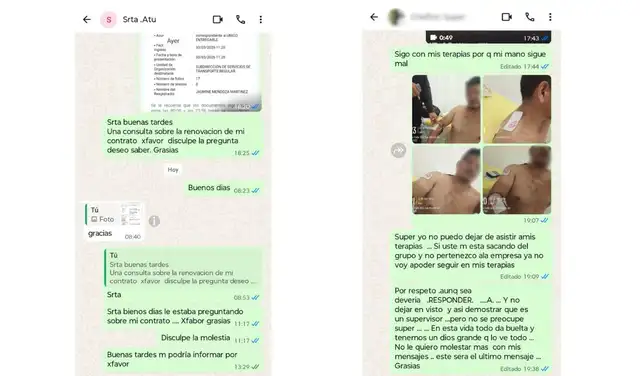 Conversaciones entre el afectado y personal de la ATU en el que se evidencia falta de atención.