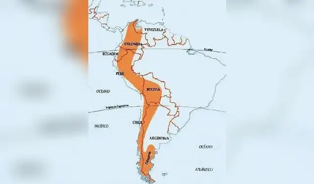 La cordillera de los Andes tiene una longitud que oscila entre los 7.000 y 8.500 kilómetros. Foto: EcuRed