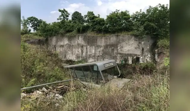 Una estación de trenes rodeada de una frondosa vegetación
