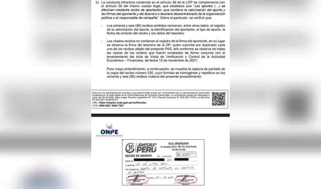 Detalle de la sanción de la ONPE