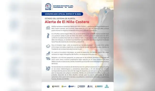 Comunicado de ENFEN el 30 de abril