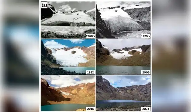 Retroceso del glaciar Yanamrey desde 1960 hasta el 2024.