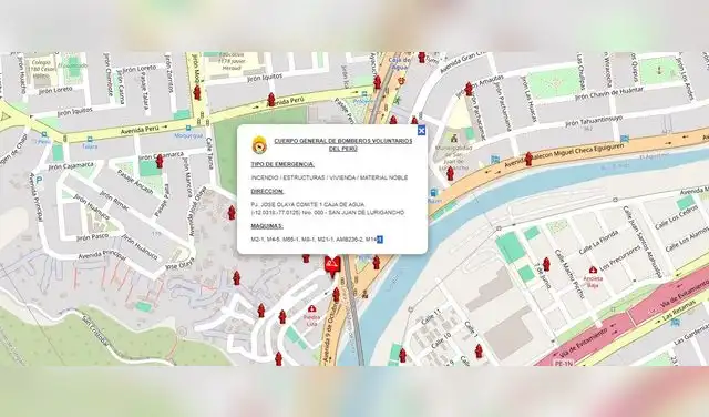 Mapa de la zona incendio