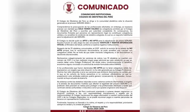 Disputa por colegiatura afecta a obstetras en proceso de adjudicación del Serums Disputa por colegiatura afecta a obstetras en proceso de adjudicación del Serums