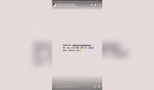 Jefferson Farfán se pronuncia en redes tras decisión judicial contra Magaly Medina: “Señora, no se olvide de mi pago”