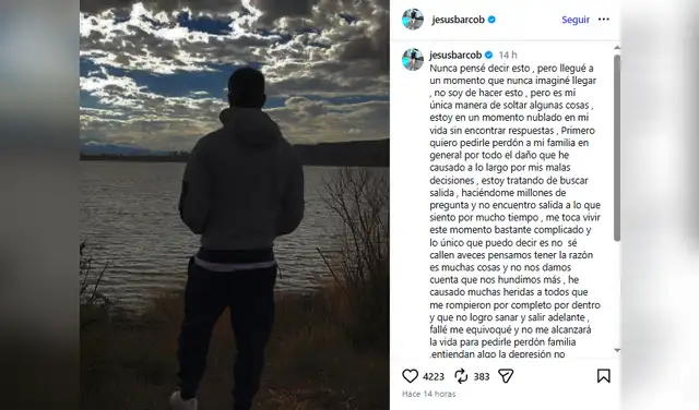 Jesús Barco comparte desesperado mensaje y admite que le falló a su familia con Melissa Klug: "Hija, perdóname por todo"