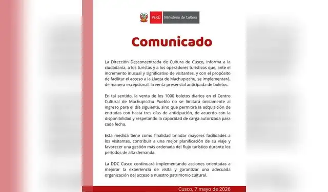 Comunicado Mincul
