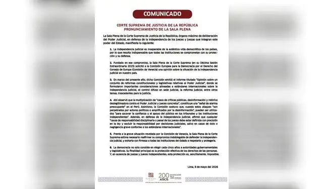 Comunicado de la Sala Plena de la Corte Suprema de Justicia