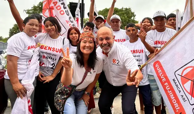 Jaime Abensur junto a Keiko Fujimori durante una actividad de campaña en Ucayali. El actual Director General Parlamentario logró una curul como diputado por Fuerza Popular. Jaime Abensur junto a Keiko Fujimori durante una actividad de campaña en Ucayali. El actual Director General Parlamentario logró una curul como diputado por Fuerza Popular.