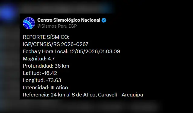 Sismo en Arequipa. Foto: IGP