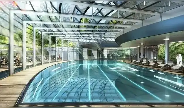 Gran piscina en el edificio Tao Zhu Yin Yuan. Foto: Taiwan News