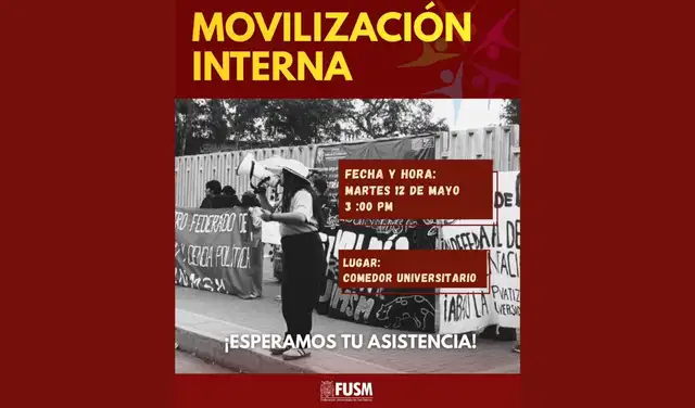 Afiche del anuncio de una marcha dentro del campus universitario. Foto: difusión