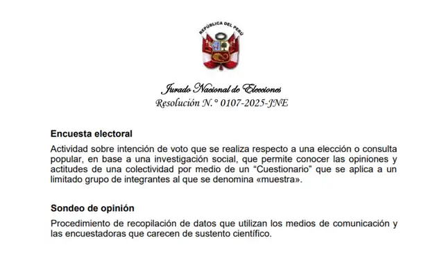 Artículo 7 del Reglamento sobre Encuestas Electorales durante los Procesos Electorales. Fuente: JNE